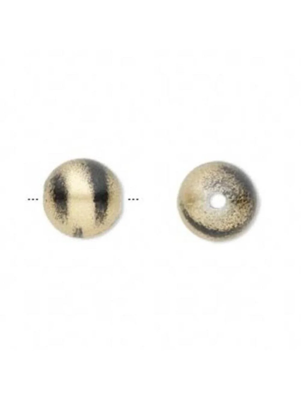 Gold & Black Animal Tiger Print 12mm Round Beads 10 pcs
